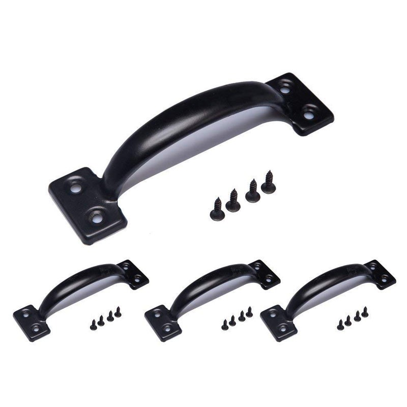Tebery 4 Pack Utility 6-1/2 Inch Pulls in Black Metal Gate Handle - Image 1